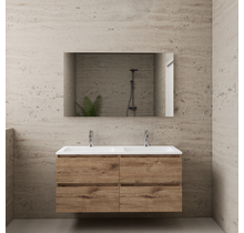Badkamermeubel met wastafel⎢Wellington Oak - Mat Wit⎢Gliss Project 120cm  4-Lades