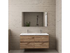 Badkamermeubel met wastafel⎢Wellington Oak - Mat Wit⎢Gliss Project 120cm  4-Lades