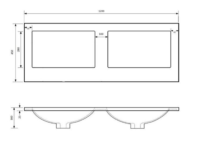 Badkamermeubel met wastafel⎢Wellington Oak - Wit⎢Gliss Project 120cm 4-Lades