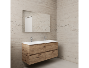 Badkamermeubel met wastafel⎢Wellington Oak - Wit⎢Gliss Project 120cm 4-Lades