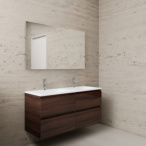 Badkamermeubel met wastafel⎢Sonoma Choco - Wit⎢Gliss Project 120cm 4-Lades