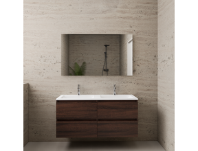Badkamermeubel met wastafel⎢Sonoma Choco - Mat Wit⎢Gliss Project 120cm 4-Lades
