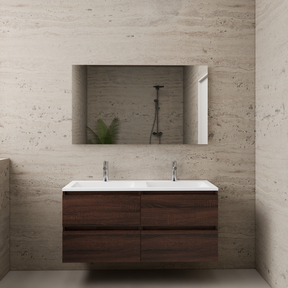 Badkamermeubel met wastafel⎢Sonoma Choco - Mat Wit⎢Gliss Project 120cm 4-Lades