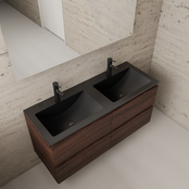 Badkamermeubel met wastafel⎢Sonoma Choco - Mat Zwart⎢Gliss Project 120cm 4-Lades