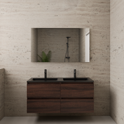 Badkamermeubel met wastafel⎢Sonoma Choco - Mat Zwart⎢Gliss Project 120cm 4-Lades