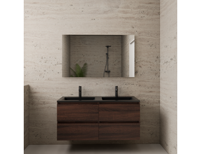 Badkamermeubel met wastafel⎢Sonoma Choco - Mat Zwart⎢Gliss Project 120cm 4-Lades