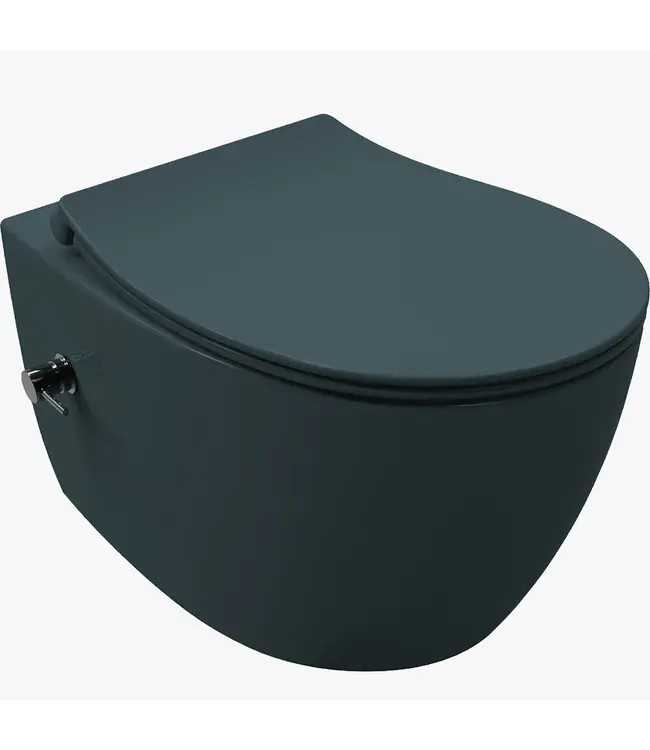 Hangtoilet met bidet Petrol Groen⎢Geintegreerde kraan Koud⎢Isvea Sentimenti NEO Randloos excl. wc bril