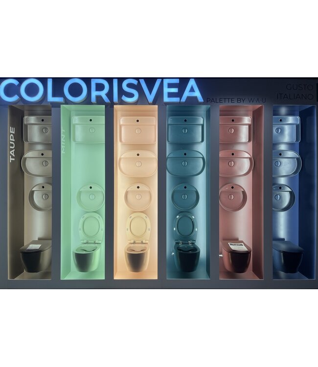 Isvea Hangtoilet met bidet Mat Blauw⎢Geintegreerde kraan Koud⎢Isvea Sentimenti NEO Randloos excl. wc bril