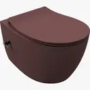 Hangtoilet met bidet Mat Maroon Rood⎢Geintegreerde kraan Koud⎢Isvea Sentimenti NEO Randloos excl. wc bril