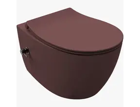 Hangtoilet met bidet Mat Maroon Rood⎢Geintegreerde kraan Koud⎢Isvea Sentimenti NEO Randloos excl. wc bril