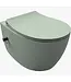 Hangtoilet met bidet Mat Mint Groen⎢Geintegreerde kraan Koud⎢Isvea Sentimenti NEO Randloos excl. wc bril