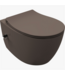 Hangtoilet met bidet Mat Taupe⎢Geintegreerde kraan Koud⎢Isvea Sentimenti NEO Randloos excl. wc bril
