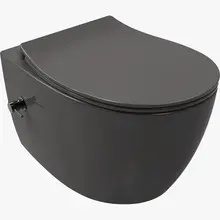 Hangtoilet met bidet Mat Antraciet⎢Geintegreerde kraan Koud⎢Isvea Sentimenti NEO Randloos excl. wc bril
