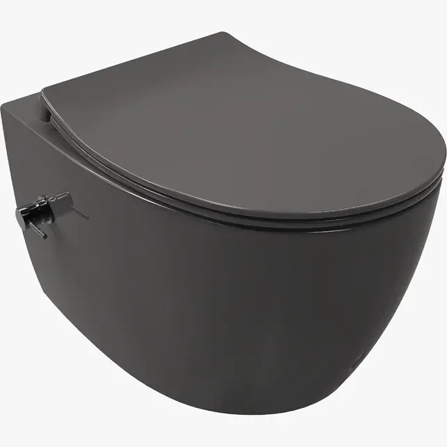 Hangtoilet met bidet Mat Antraciet⎢Geintegreerde kraan Koud⎢Isvea Sentimenti NEO Randloos excl. wc bril Hangtoilet met bidet Mat Antraciet⎢Geintegreerde kraan Koud⎢Isvea Sentimenti NEO Randloos excl. wc bril