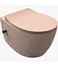 Hangtoilet met bidet Mat Zalm⎢Geintegreerde kraan Koud⎢Isvea Sentimenti NEO Randloos excl. wc bril