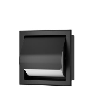 Wiesbaden Wiesbaden Inbouw toiletrolhouder Rocko met klep Mat Zwart - 28.2911