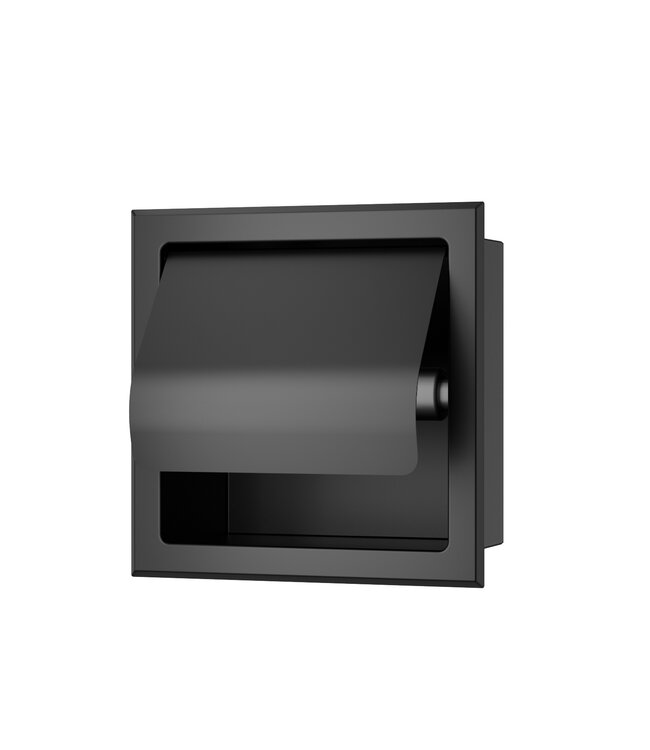 Wiesbaden Inbouw toiletrolhouder Rocko met klep Mat Zwart - 28.2911