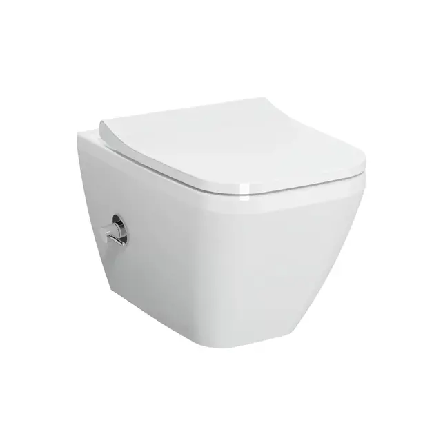 Hangtoilet met bidet Wit⎢VitrA Integra Square⎢Geintegreerde kraan Koud⎢Randloos excl. wc bril