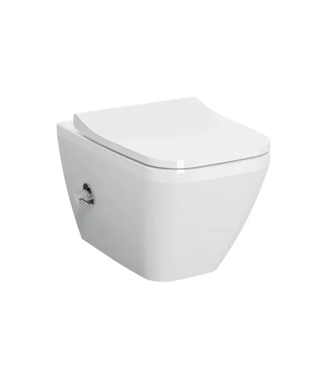 Hangtoilet met bidet Wit⎢VitrA Integra Square⎢Geintegreerde kraan Koud⎢Randloos excl. wc bril