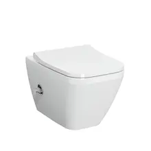 Hangtoilet met bidet Wit⎢VitrA Integra Square⎢Geintegreerde kraan Koud⎢Randloos excl. wc bril