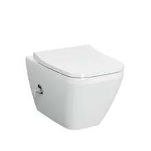 Hangtoilet met bidet Wit⎢VitrA Integra Square⎢Geintegreerde kraan Koud⎢Randloos excl. wc bril