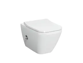 Hangtoilet met bidet Wit⎢VitrA Integra Square⎢Geintegreerde kraan Koud⎢Randloos excl. wc bril