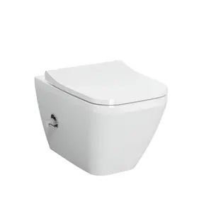 Hangtoilet met bidet Wit⎢VitrA Integra Square⎢Geintegreerde kraan Koud⎢Randloos excl. wc bril