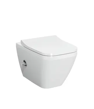 VITRA Hangtoilet met bidet Wit⎢VitrA Integra Square⎢Geintegreerde kraan Koud⎢Randloos excl. wc bril