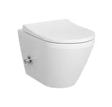 Hangtoilet met bidet Wit⎢VitrA Integra Round⎢Geintegreerde kraan Koud⎢Randloos excl. wc bril