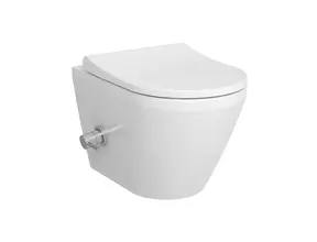 Hangtoilet met bidet Wit Randloos⎢VitrA Integra Round⎢Geintegreerde bidetkraan Warm&Koud⎢excl. wc bril