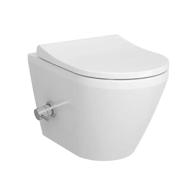 Hangtoilet met bidet Wit Randloos⎢VitrA Integra Round⎢Geintegreerde bidetkraan Warm&Koud⎢excl. wc bril Hangtoilet met bidet Wit Randloos⎢VitrA Integra Round⎢Geintegreerde bidetkraan Warm&Koud⎢excl. wc bril