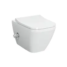 Hangtoilet met bidet Wit Randloos⎢VitrA Integra Square⎢Geintegreerde bidetkraan Warm&Koud⎢excl. wc bril