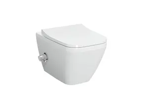 Hangtoilet met bidet Wit Randloos⎢VitrA Integra Square⎢Geintegreerde bidetkraan Warm&Koud⎢excl. wc bril