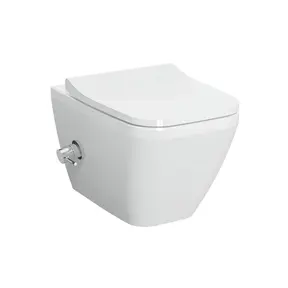 Hangtoilet met bidet Wit Randloos⎢VitrA Integra Square⎢Geintegreerde bidetkraan Warm&Koud⎢excl. wc bril