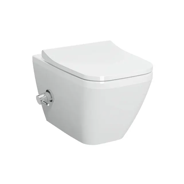 Hangtoilet met bidet Wit Randloos⎢VitrA Integra Square⎢Geintegreerde bidetkraan Warm&Koud⎢excl. wc bril