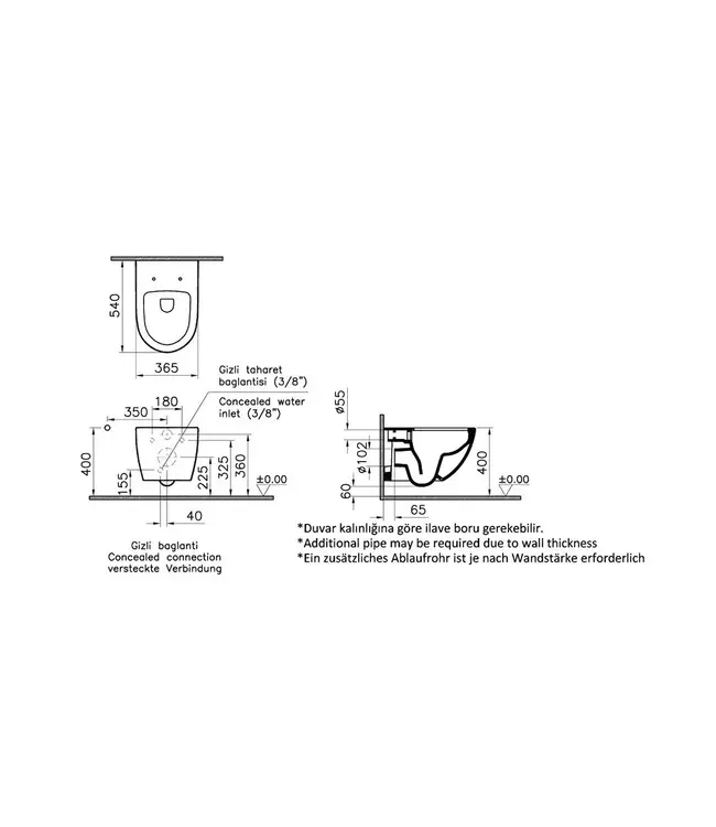 Hangtoilet met bidet Mat Grijs⎢VitrA Sento⎢Randloos excl. wc bril