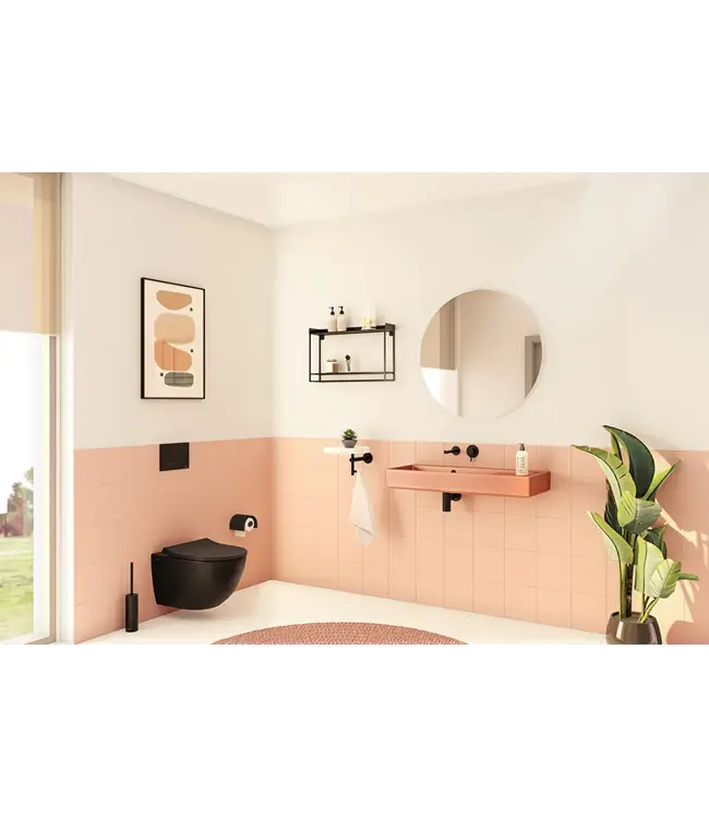 Hangtoilet met bidet Mat Zwart⎢VitrA Sento⎢Randloos excl. wc bril