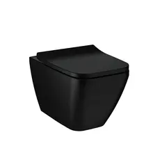 Hangtoilet met bidet Mat Zwart⎢VitrA Integra Square⎢Randloos excl. wc bril