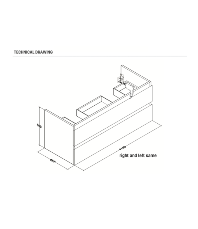 CREAVIT Badkamermeubel Onderkast Sally 120x50x45 Mat Eiken Hangend 2 Lades Softclose Greeploos