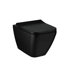 Hangtoilet VitrA Integra Square Mat Zwart⎢Randloos⎢excl. wc bril