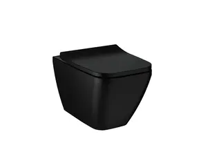 Hangtoilet VitrA Integra Square Mat Zwart⎢Randloos⎢excl. wc bril