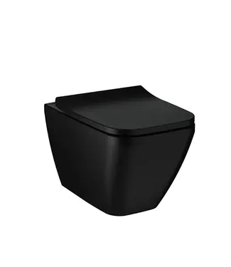 VITRA Hangtoilet VitrA Integra Square Mat Zwart⎢Randloos⎢excl. wc bril