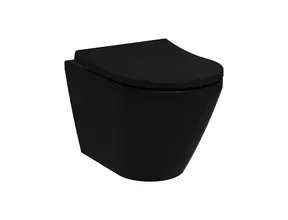 Hangtoilet Randloos Mat Zwart⎢VitrA Integra Round⎢excl. wc bril
