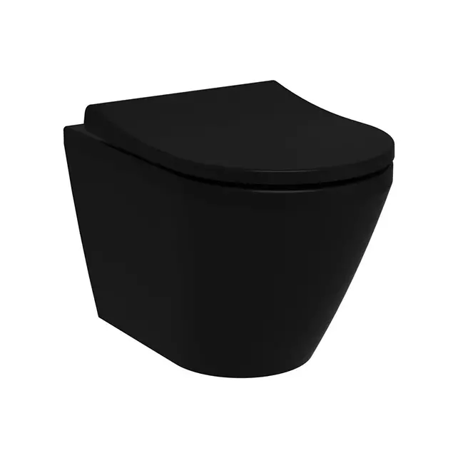 Hangtoilet Randloos Mat Zwart⎢VitrA Integra Round⎢excl. wc bril Hangtoilet Randloos Mat Zwart⎢VitrA Integra Round⎢excl. wc bril