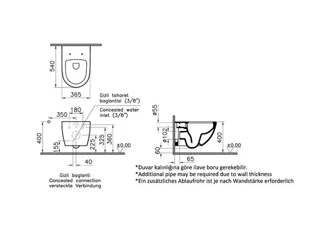 Hangtoilet Randloos Glans Wit⎢VitrA Sento⎢excl. wc bril