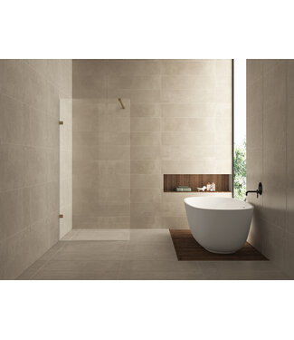 Wiesbaden Douchewand 60x200cm⎢Wiesbaden Less⎢Geborsteld Brons Koper⎢8mm helderglas met nano-coating - 20.3351