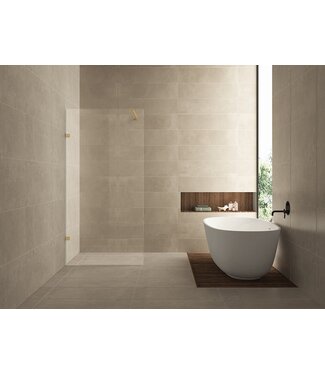 Wiesbaden Douchewand 60x200cm⎢Wiesbaden Less⎢Geborsteld Messing⎢8mm helderglas met nano-coating - 20.3349