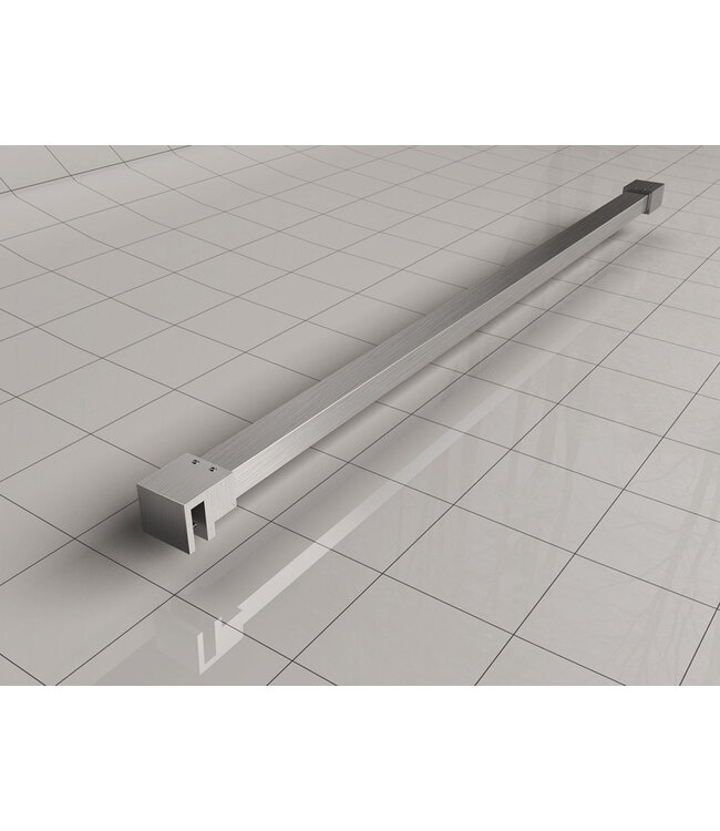 Douchewand 60x200cm⎢Wiesbaden Less⎢Geborsteld Staal⎢8mm helderglas met nano-coating - 20.3346