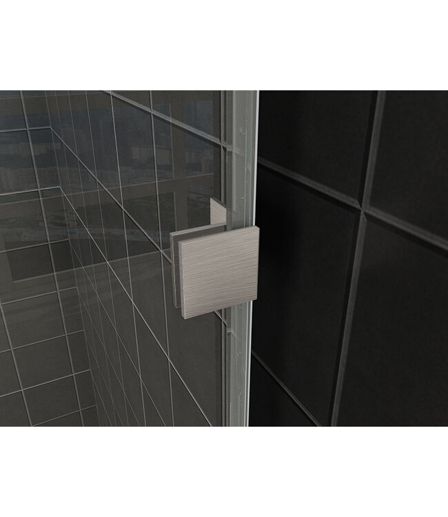 Douchewand 90x200cm⎢Wiesbaden Less⎢Geborsteld Staal⎢8mm helderglas met nano-coating - 20.3364