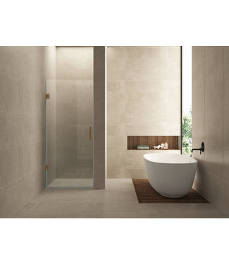 Wiesbaden Douchedeur 100x200cm⎢Wiesbaden Less⎢Geborsteld Brons koper⎢nisdeur 8mm helderglas met nano-coating - 20.3205